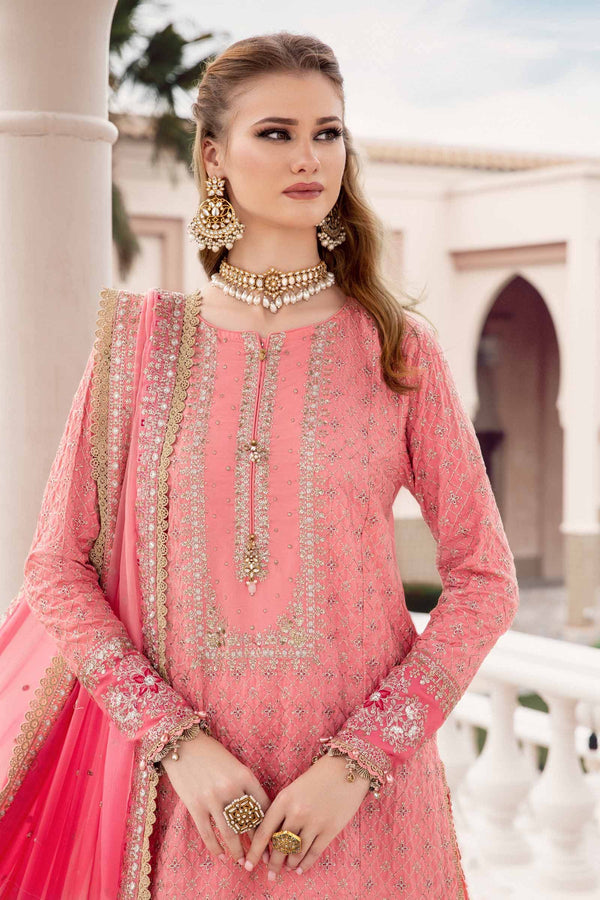 MARIA B- SATEEN FALL |UNSTITCHED 3PC|Candy Pink CST-701