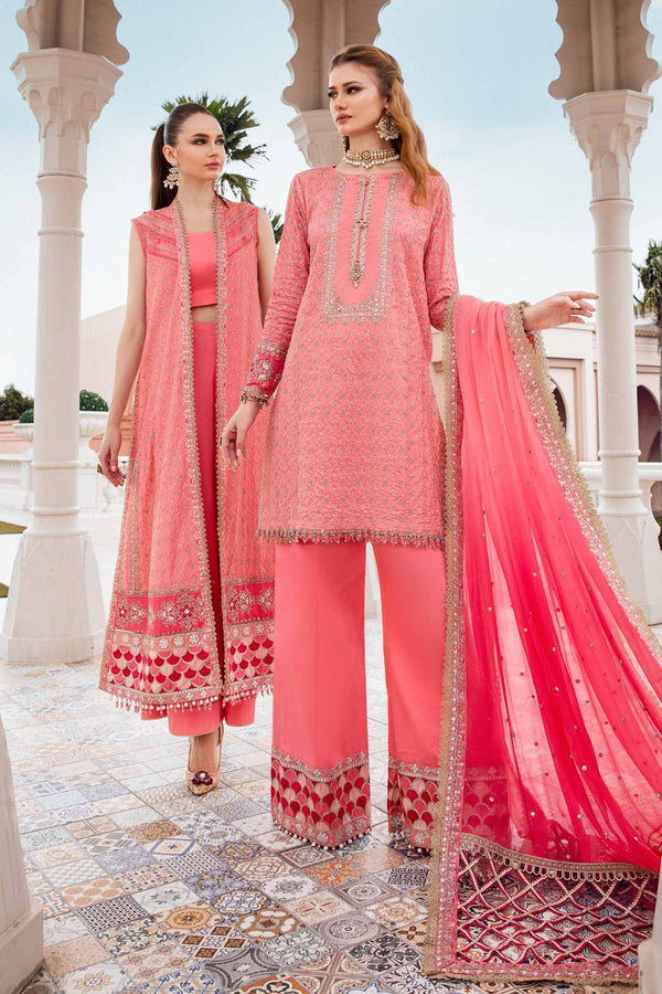MARIA B- SATEEN FALL |UNSTITCHED 3PC|Candy Pink CST-701