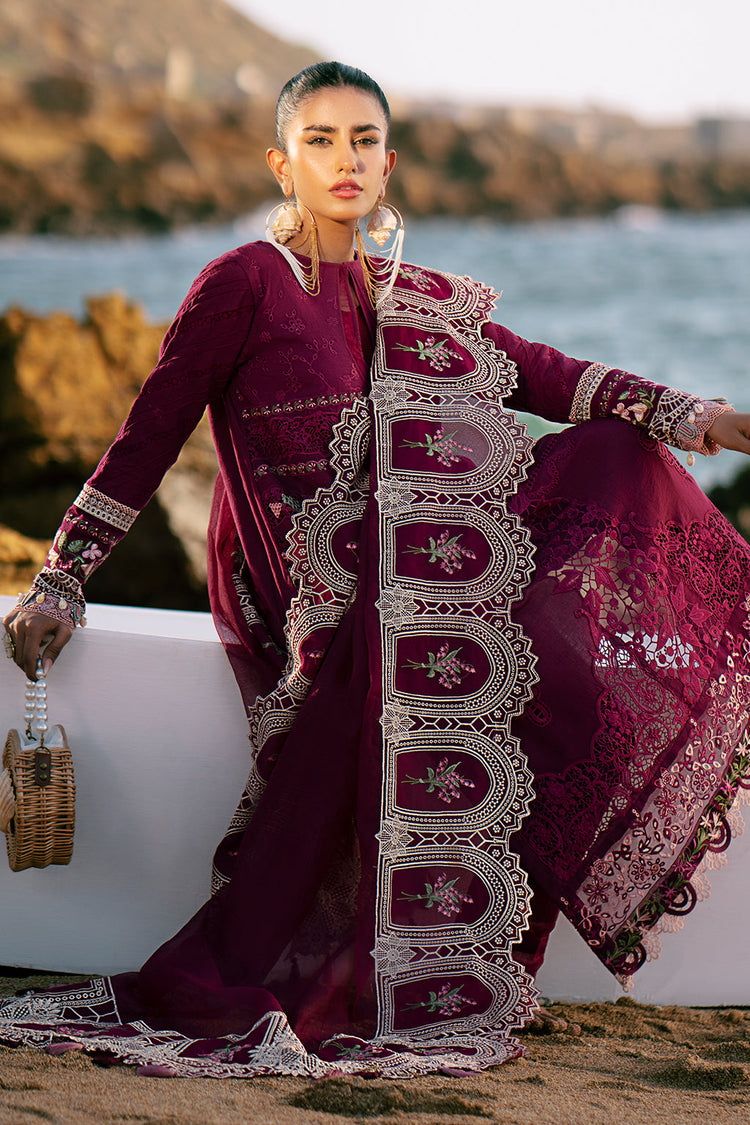 DASTAN LUXURY LAWN UN-STITCHED 3PC BY AJR | CHERRY WINE