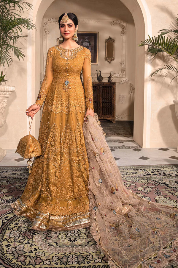 MARIA-B UNSTITCHED 3PC BRIDAL | Mustard BD-2606