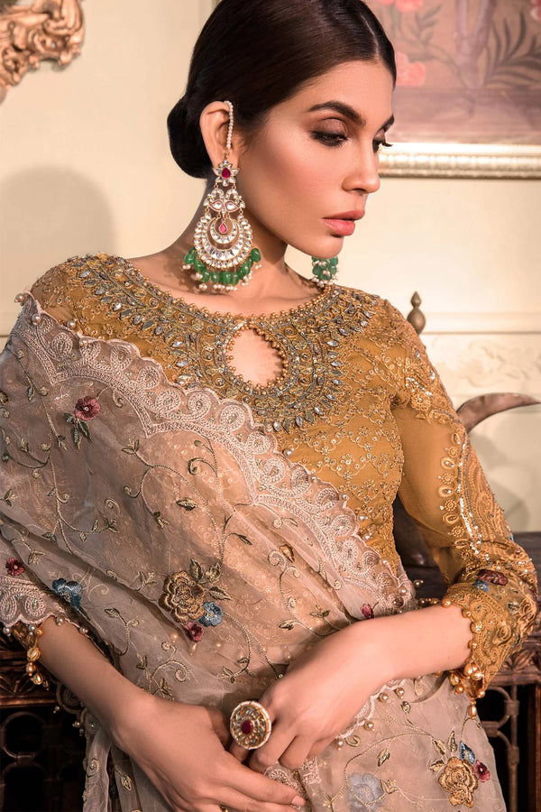 MARIA-B UNSTITCHED 3PC BRIDAL | Mustard BD-2606