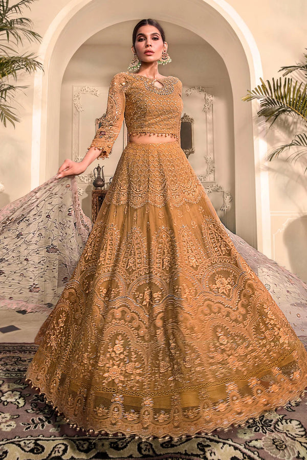 MARIA-B UNSTITCHED 3PC BRIDAL | Mustard BD-2606