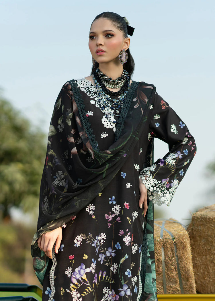 SARDINIA PRINTKARI UN-STITCHED 3PC | Black Lotus