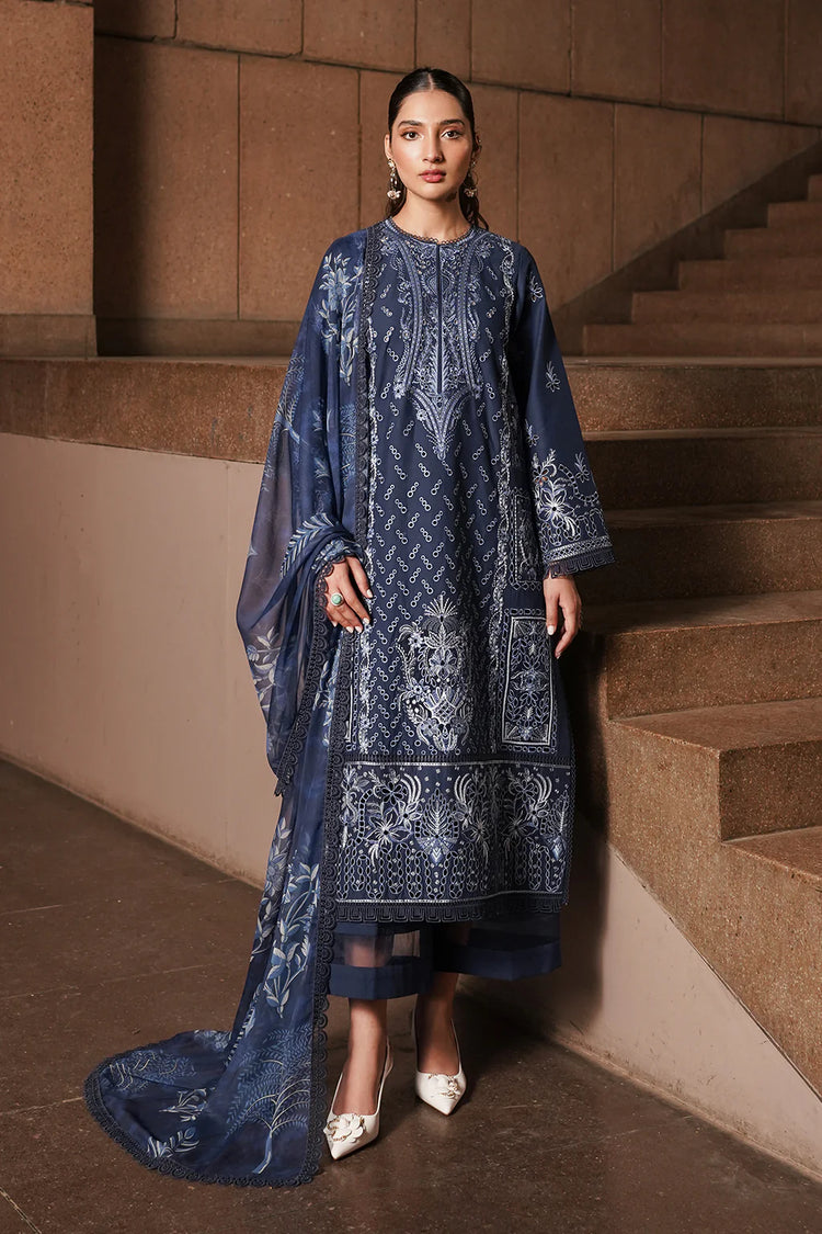 AFROZEH CHIKANKARI UN-STICHED 3PC|Capri