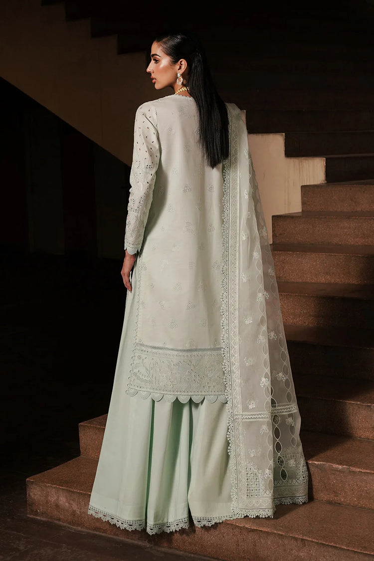 AFROZEH CHIKANKARI UN-STICHED 3PC|Celadon