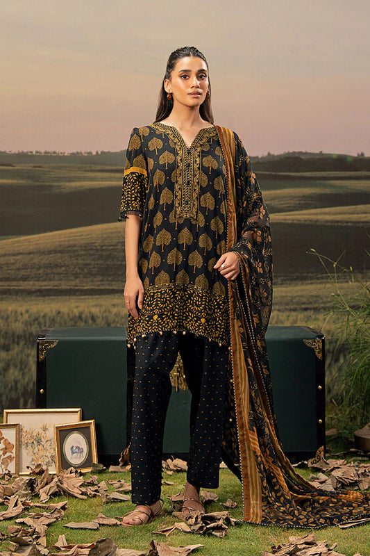 M/BASICS [3 Pc Unstitched Embroidered Arabic Lawn Suit | MB-PFUS25-03B