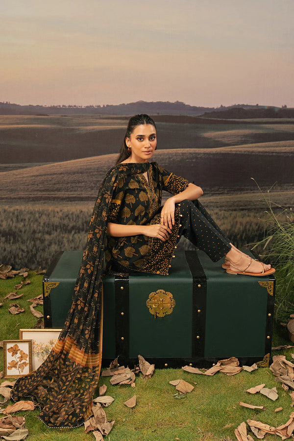 M/BASICS [3 Pc Unstitched Embroidered Arabic Lawn Suit | MB-PFUS25-03B