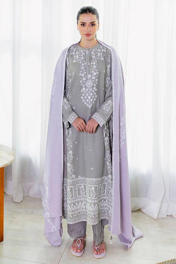 CROSS STITCH/ETHEREAL VEIL-3PC SATIN EMBROIDERED SUIT