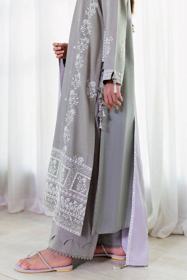 CROSS STITCH/ETHEREAL VEIL-3PC SATIN EMBROIDERED SUIT