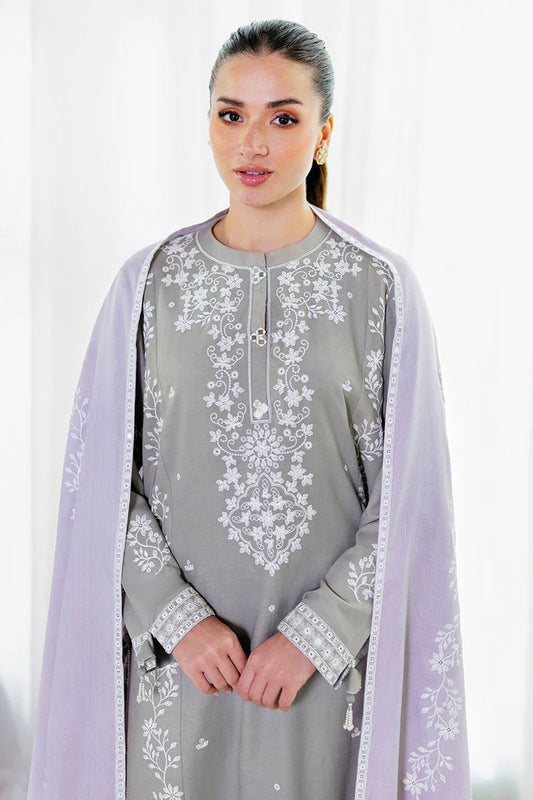 CROSS STITCH/ETHEREAL VEIL-3PC SATIN EMBROIDERED SUIT