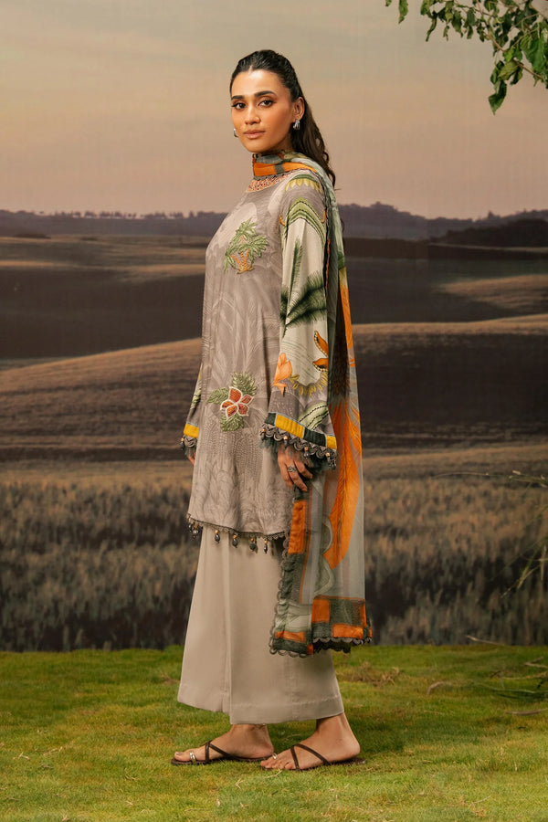 M/BASICS [3 Pc Unstitched Embroidered Arabic Lawn Suit | MB-PFUS25-06B