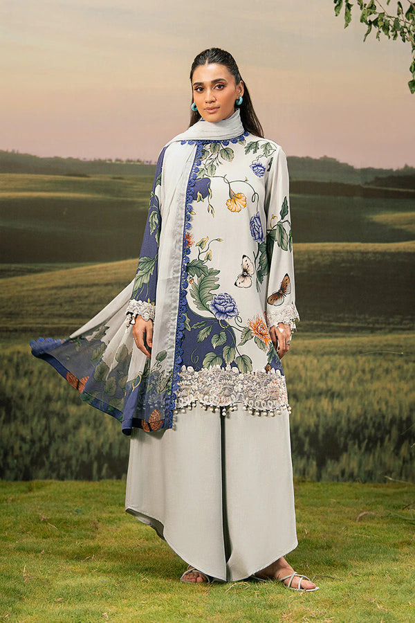 M/BASICS [3 Pc Unstitched Embroidered Arabic Lawn Suit | MB-PFUS25-07B