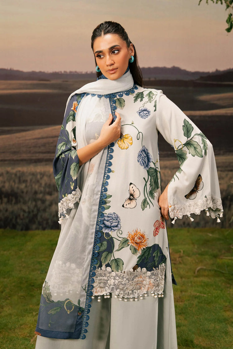 M/BASICS [3 Pc Unstitched Embroidered Arabic Lawn Suit | MB-PFUS25-07B