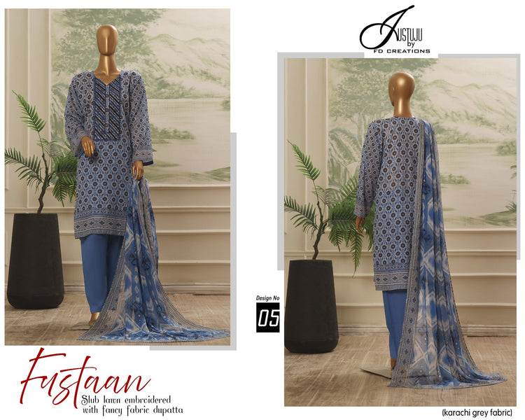 FUSTAAN BY JUSTJU UN-STITCHED LAWN-DESING NO-05