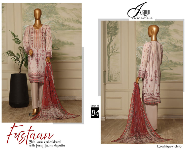 FUSTAAN BY JUSTJU UN-STITCHED LAWN-DESING NO-04