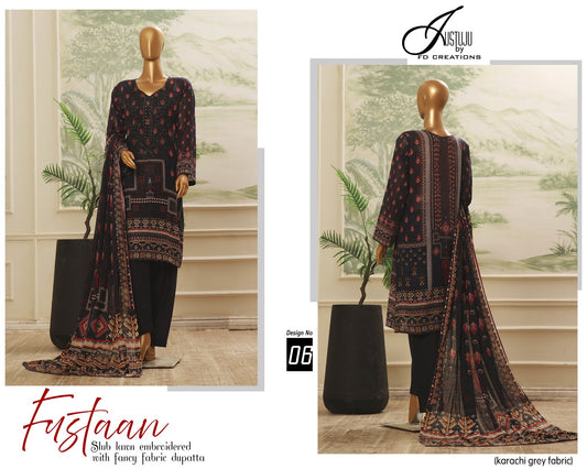 FUSTAAN BY JUSTJU UN-STITCHED LAWN-DESING NO-06