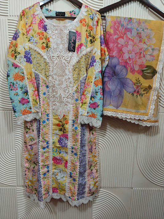 ZA AAMNA NOOR LUXUR LAWN PRET | D-06
