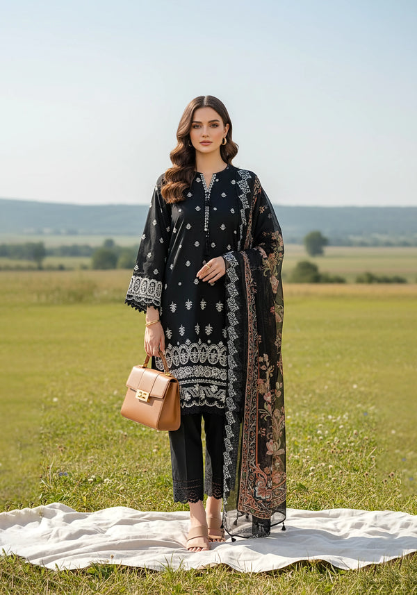 LAKHANY BY LSM UN-STITCHED 3PC | MIDNIGHT ELEGANCE