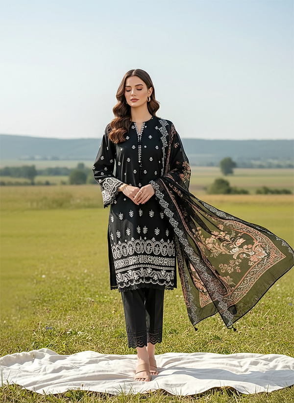 LAKHANY BY LSM UN-STITCHED 3PC | MIDNIGHT ELEGANCE