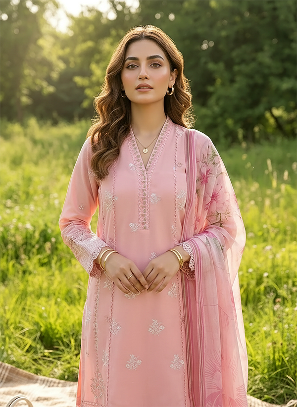 LAKHANY BY LSM UN-STITCHED 3PC | BLUSH HARMONY