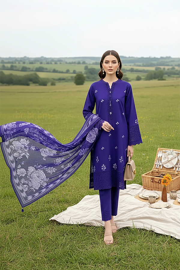 LAKHANY BY LSM UN-STITCHED 3PC | ROYAL AMETHYST