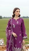 LAKHANY BY LSM UN-STITCHED 3PC | PLUM GRACE