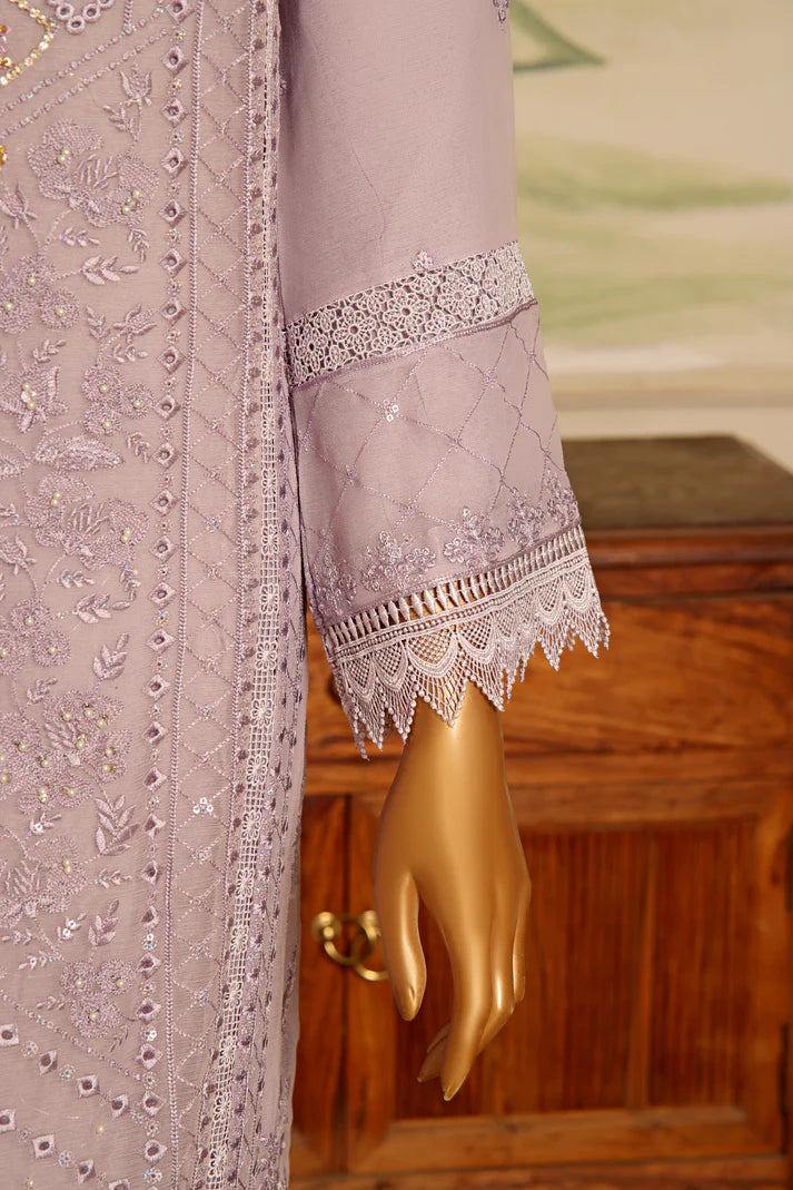 AKSHA SEMI-STITCHED HANDWORK CHIFFON 3PC | Orchid