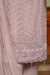 AKSHA SEMI-STITCHED HANDWORK CHIFFON 3PC | Orchid