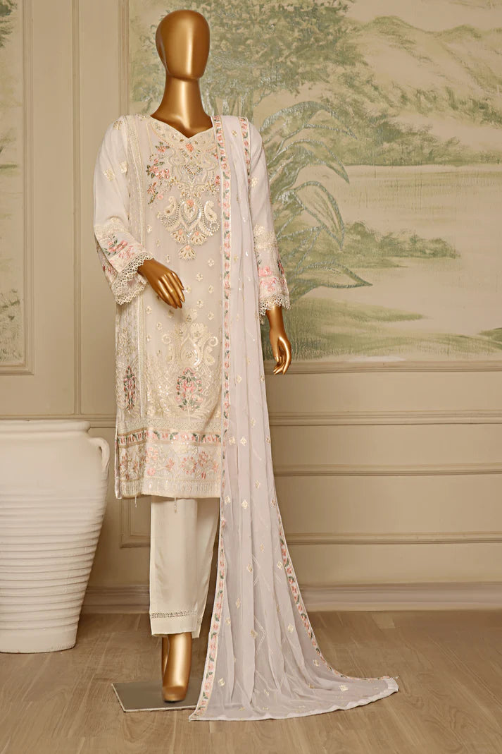 AKSHA SEMI-STITCHED HANDWORK CHIFFON 3PC | Bloom