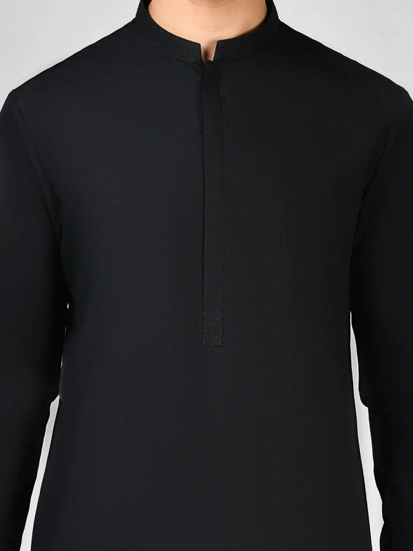 Black Blended Kameez Shalwar | PMKS-10017