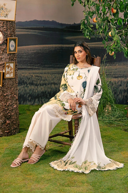M/BASICS [3 Pc Unstitched Embroidered Arabic Lawn Suit | MB-PFUS25-07A