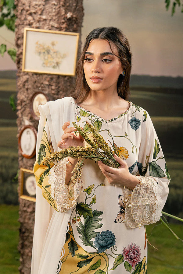 M/BASICS [3 Pc Unstitched Embroidered Arabic Lawn Suit | MB-PFUS25-07A