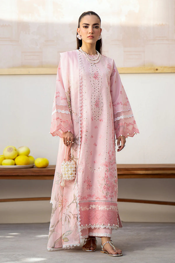 SAAD SHAIKH LUXURY UN-STICHED 3PC|PINK OASIS