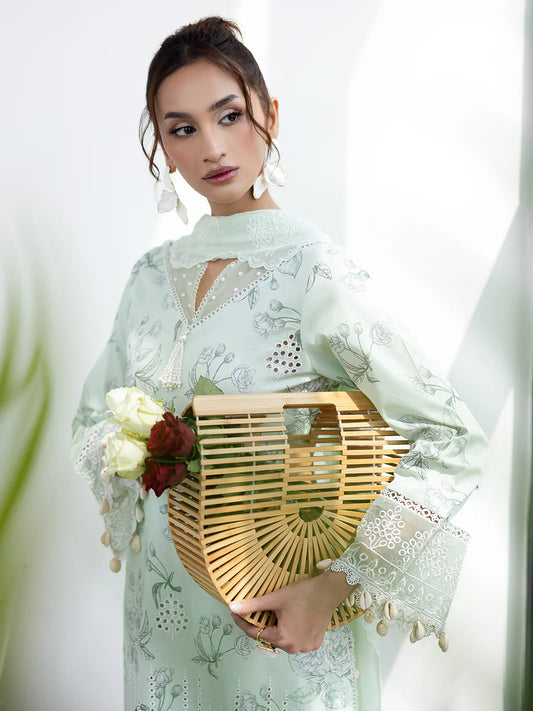 AFTERHOURS BY MAHNUR UN-STITCHED 3PC | Mint Mirage