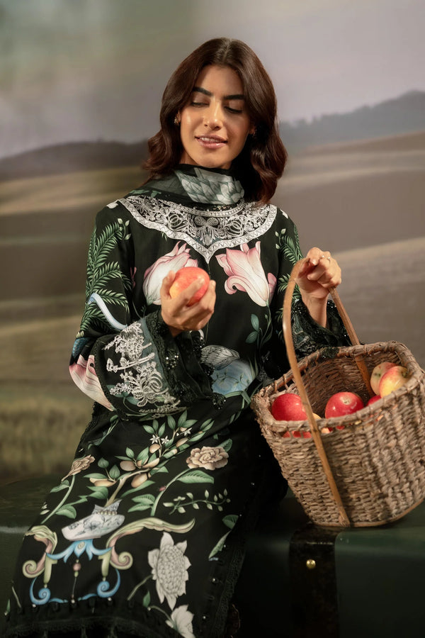 M/BASICS [3 Pc Unstitched Embroidered Arabic Lawn Suit | MB-PFUS25-04A