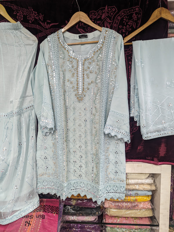 ZOYA AHMED MARIA FABRICS RTW D-10 ( LIGHT BLUE)