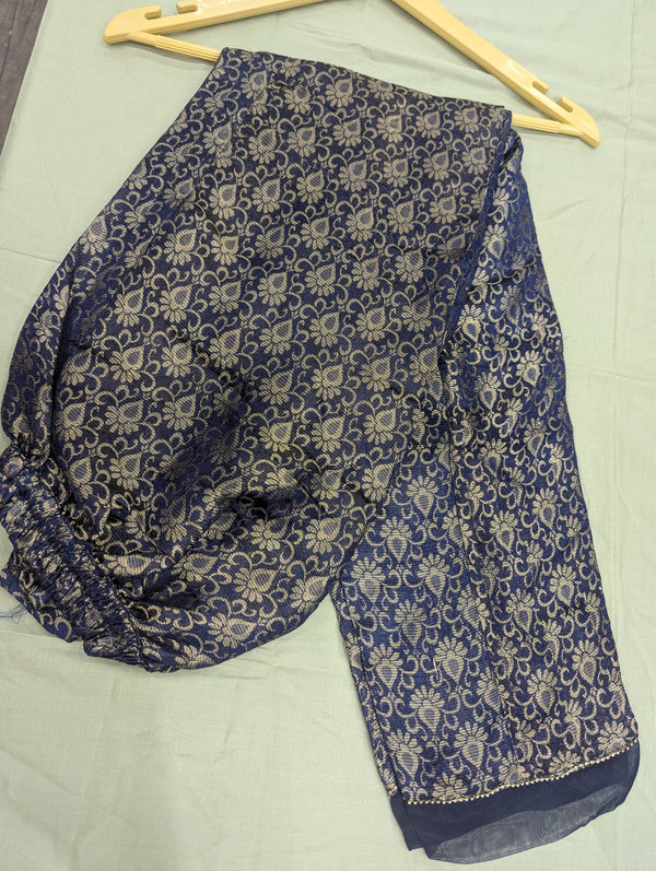 SADABAHAR JACQUARD JAMAWAR STITCHED PANTS BLUE - 98