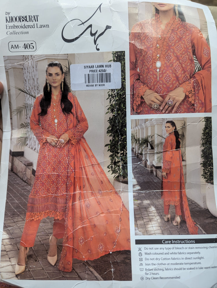 MEHAK BY NOOR KHOOBSURAT UNSTITCHED LAWN AM-405