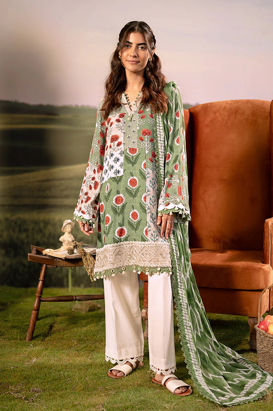 M/BASICS [3 Pc Unstitched Embroidered Arabic Lawn Suit | MB-PFUS25-02B