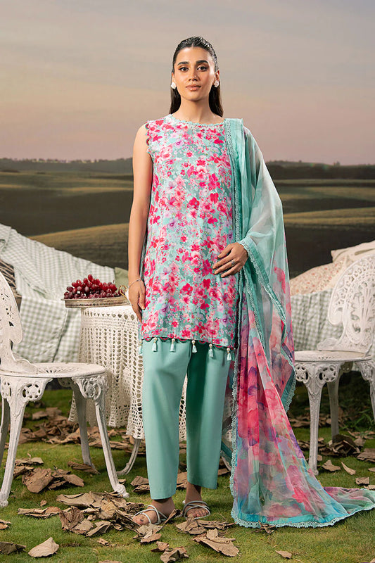 M/BASICS [3 Pc Unstitched Embroidered Arabic Lawn Suit | MB-PFUS25-10A