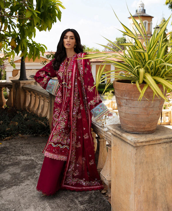 REPUBLIC UNSTITCHED 3PC | ILANA EID LUXURY LAWN |Rouge (D8-A)