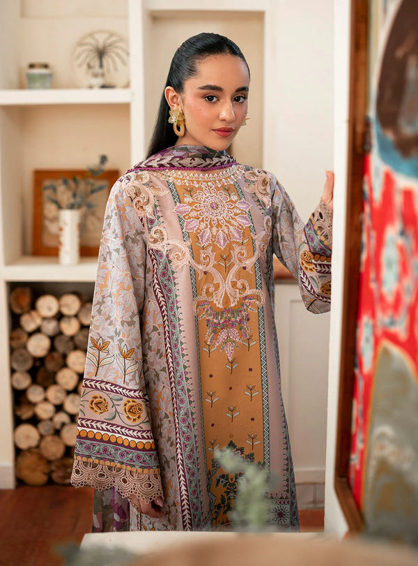 SELENE BY ROHEENAZ FALL UN-STITCHED 3PC | Honey