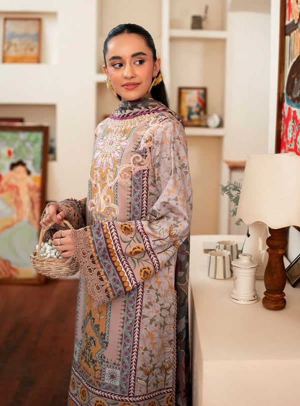 SELENE BY ROHEENAZ FALL UN-STITCHED 3PC | Honey
