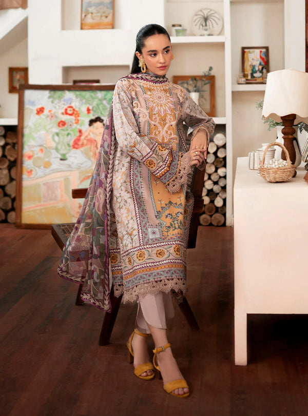 SELENE BY ROHEENAZ FALL UN-STITCHED 3PC | Honey