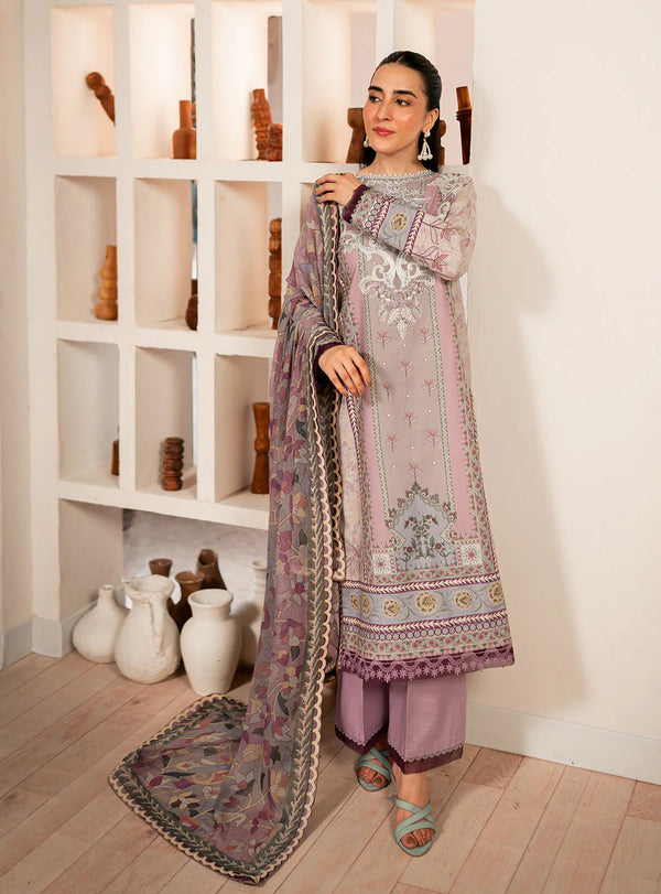 SELENE BY ROHEENAZ FALL UN-STITCHED 3PC | Lavender