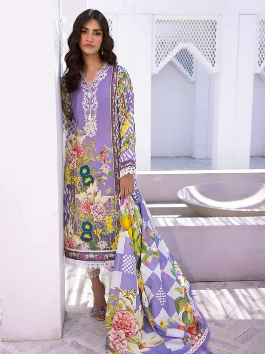 ROOHINAAZ BY MUSHQ UN-STICHED 3PC|Hibiscus Bloom 01B