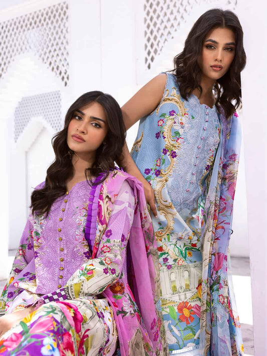 ROOHINAAZ BY MUSHQ UN-STICHED 3PC|Mermaid Melody 04A