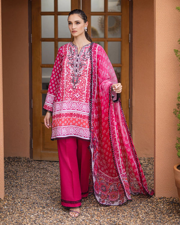 AZALEA BY ROOHENAAZ UN-STICHED 3PC| Coral Cascade