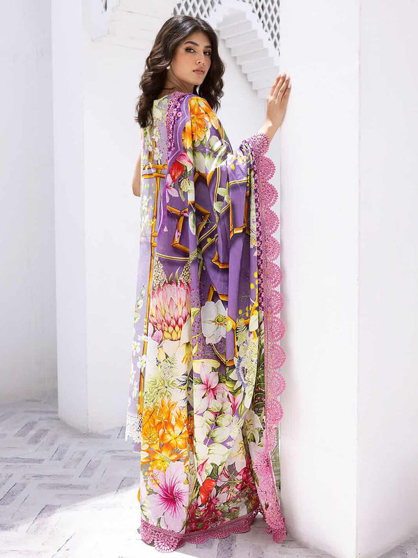 ROOHINAAZ BY MUSHQ UN-STICHED 3PC|Orchid Oasis 07A