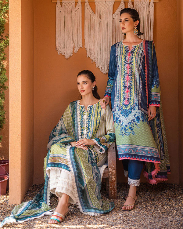 AZALEA BY ROOHENAAZ UN-STICHED 3PC| Ivory Elegance